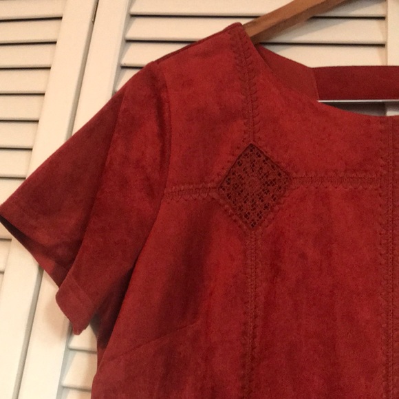 Faux Suede Burnt Orange Dress by Skies Are Blue - Picture 5 of 11